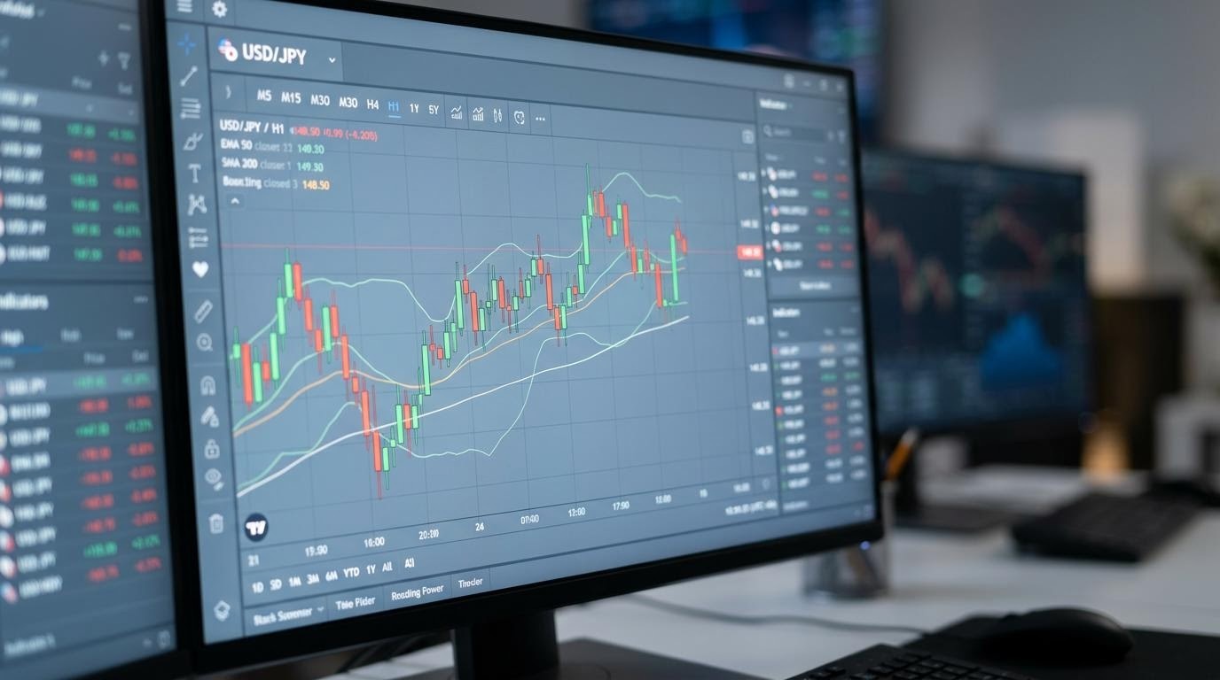 チャート画面に表示されたドル円の値動き