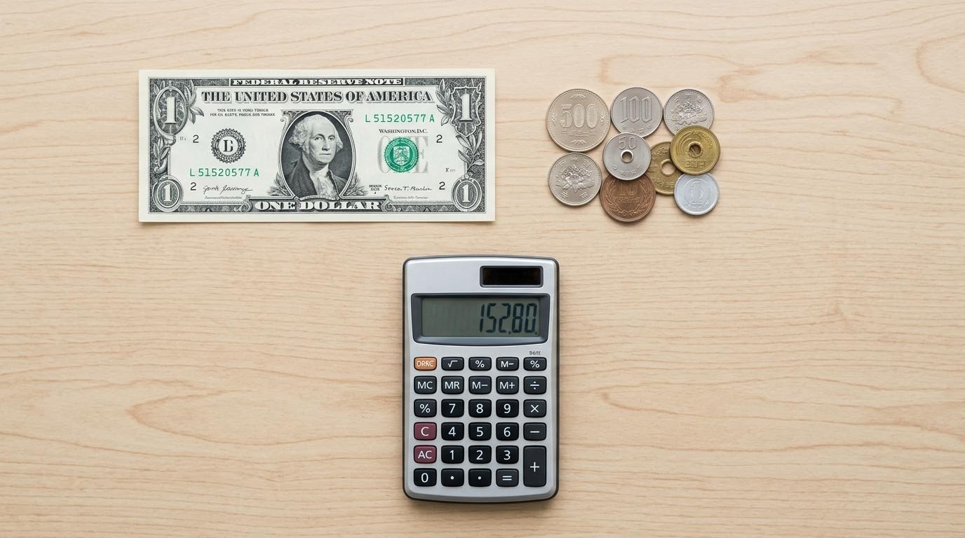 1ドルと円の換算を示す数字のイメージ